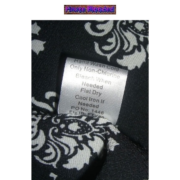 Pacific Beach Bohemian Shirt Dress Black & White Boho Print Tie Neck Plus Sz 3X - Picture 12 of 13